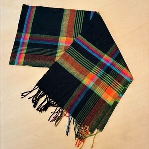 100% Bright Colored Plaid Cashmere Scarf